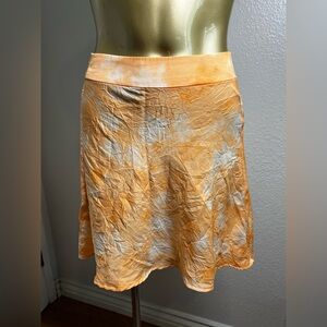 Free People Tie-Dye Mini Skirt in Orange and White 0